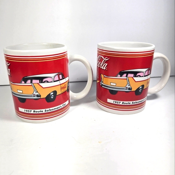 Coca Cola Mugs Set of Two " 1957 Route Salesman's Car" Edition - Picture 3 of 7